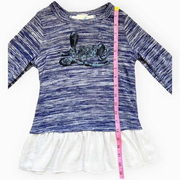 Lily Bleu Girls Kids Long Sleeve Ruffle Hem Blue Bow Back Sequin Shirt. 6. - Picture 5 of 8